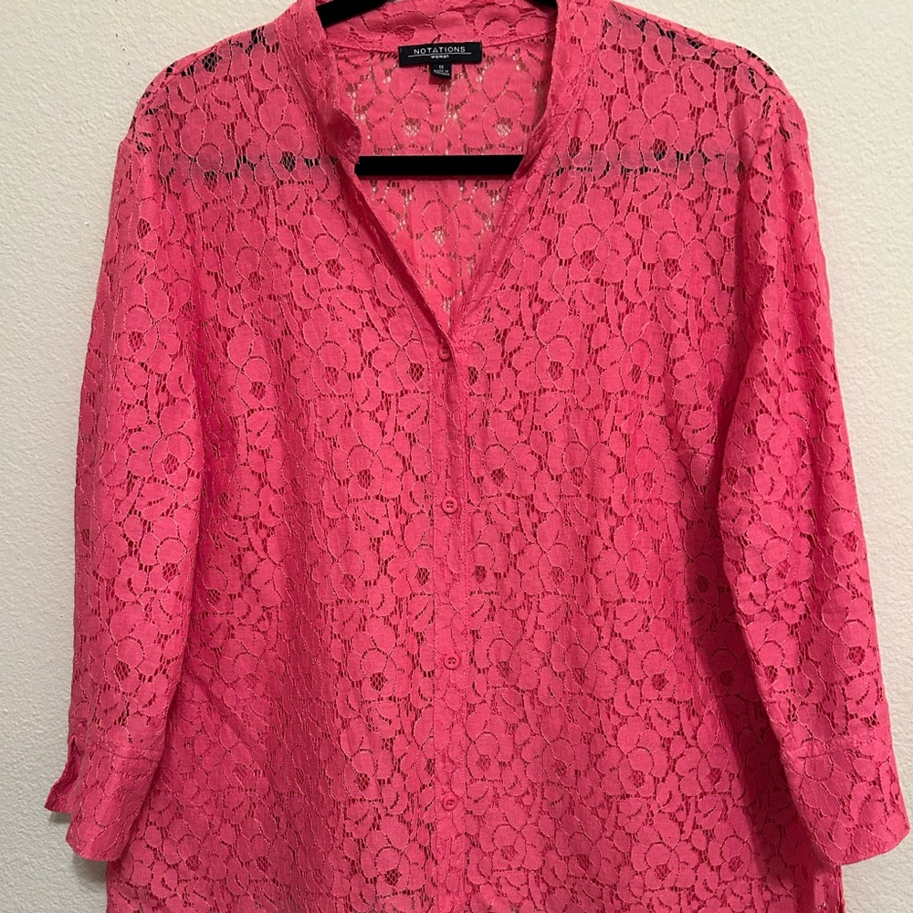 Notations Pink Lace Blouse